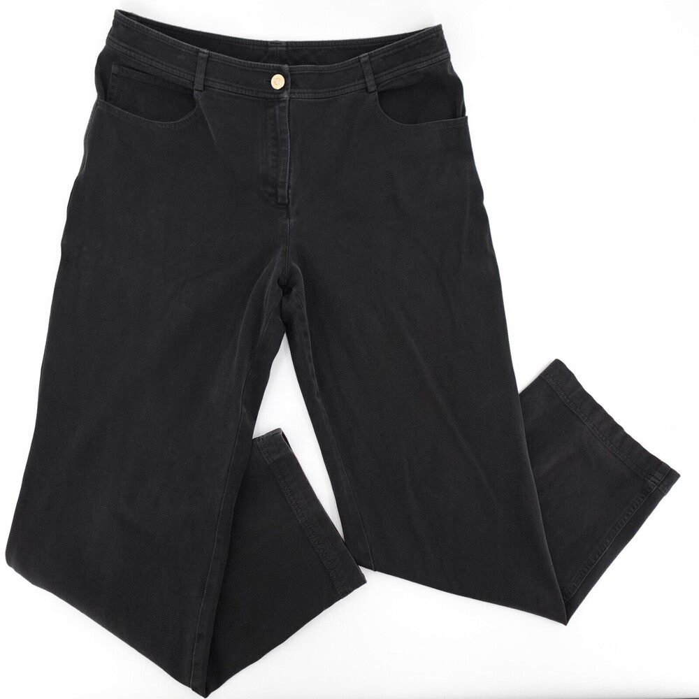 St. John Jeans Womens 10 Black High Rise Straight Leg Denim Made In USA Pockets